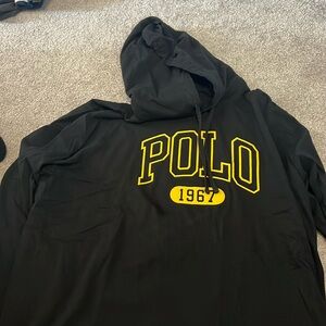 Polo Ralph Lauren Black Hoodie, Yellow Logo